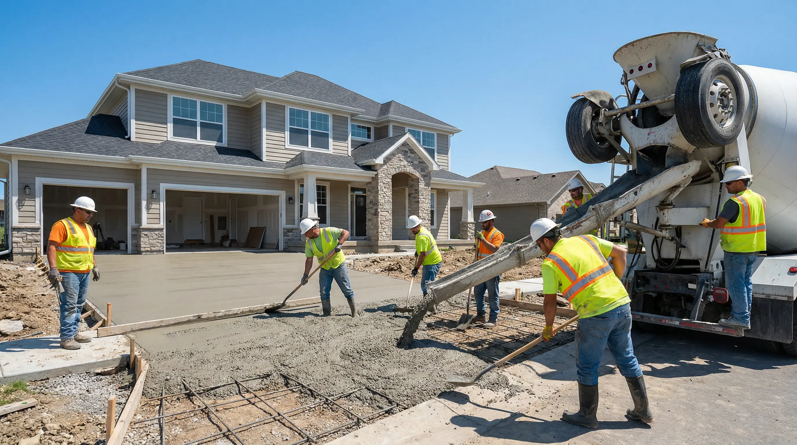 Professional concrete driveway installation by Aurora Concrete Co.